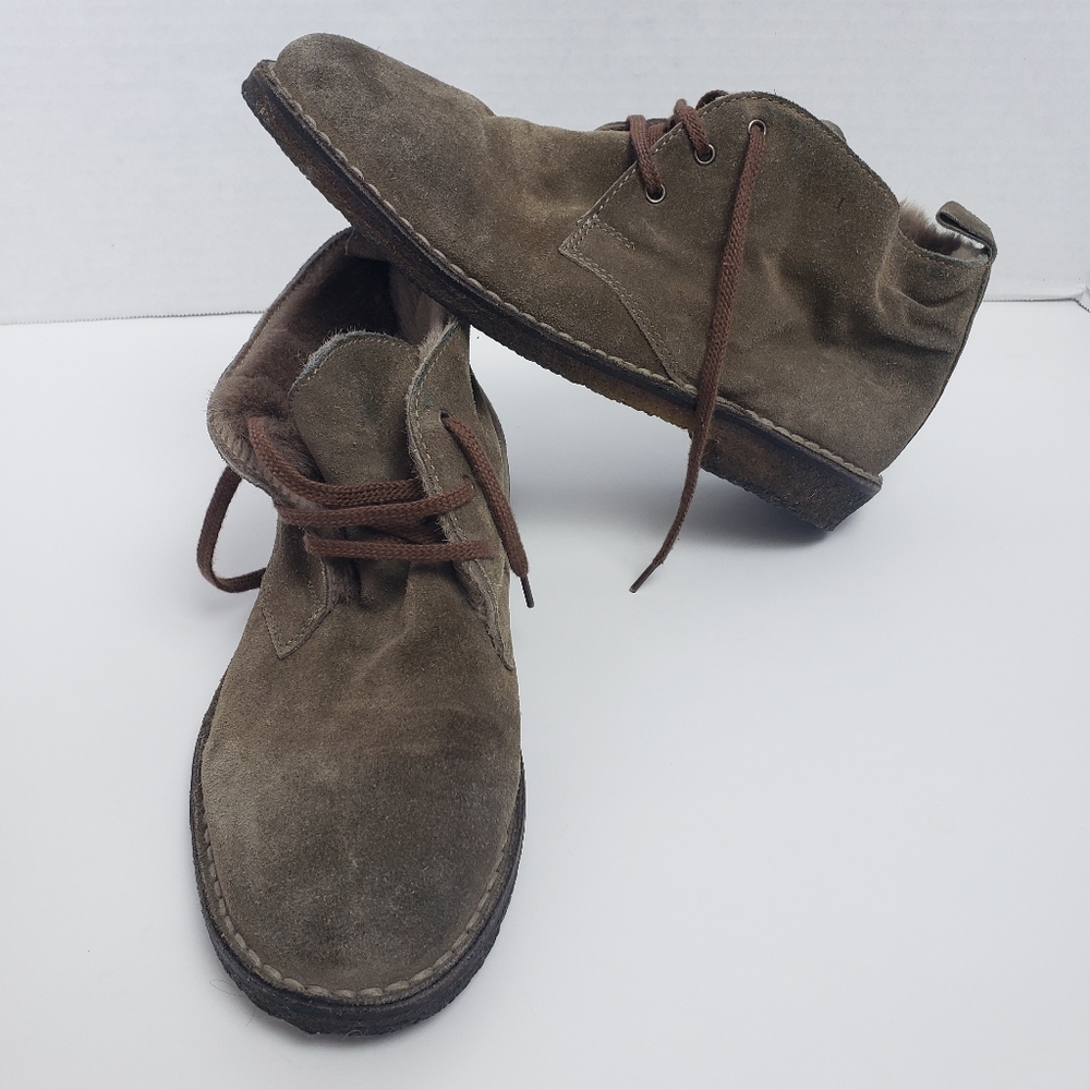 Vince Brown Suede Chukka Boots with Fur Lining